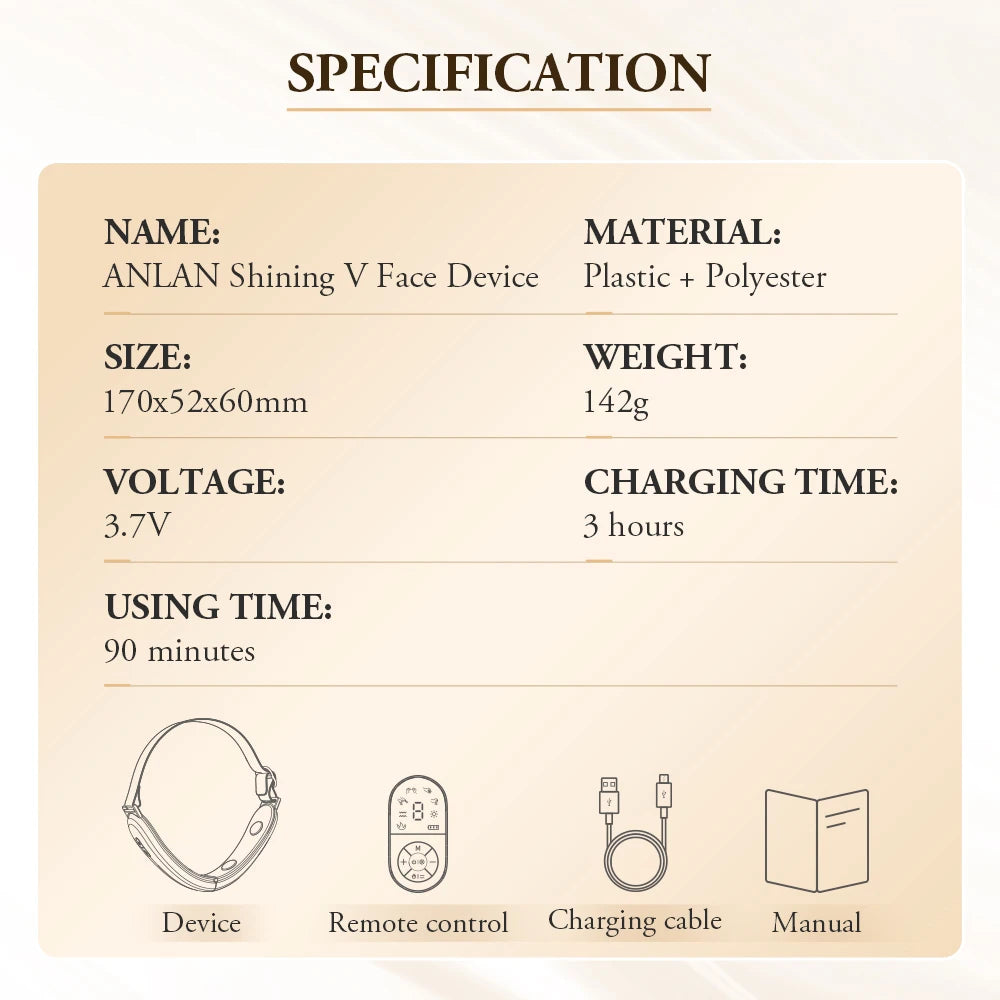 ANLAN V-Face Lifting Beauty Device 4-pole Double Chin Remove EMS Facial Slimming Red/Blue Light Heat Massage Face Lift Machine