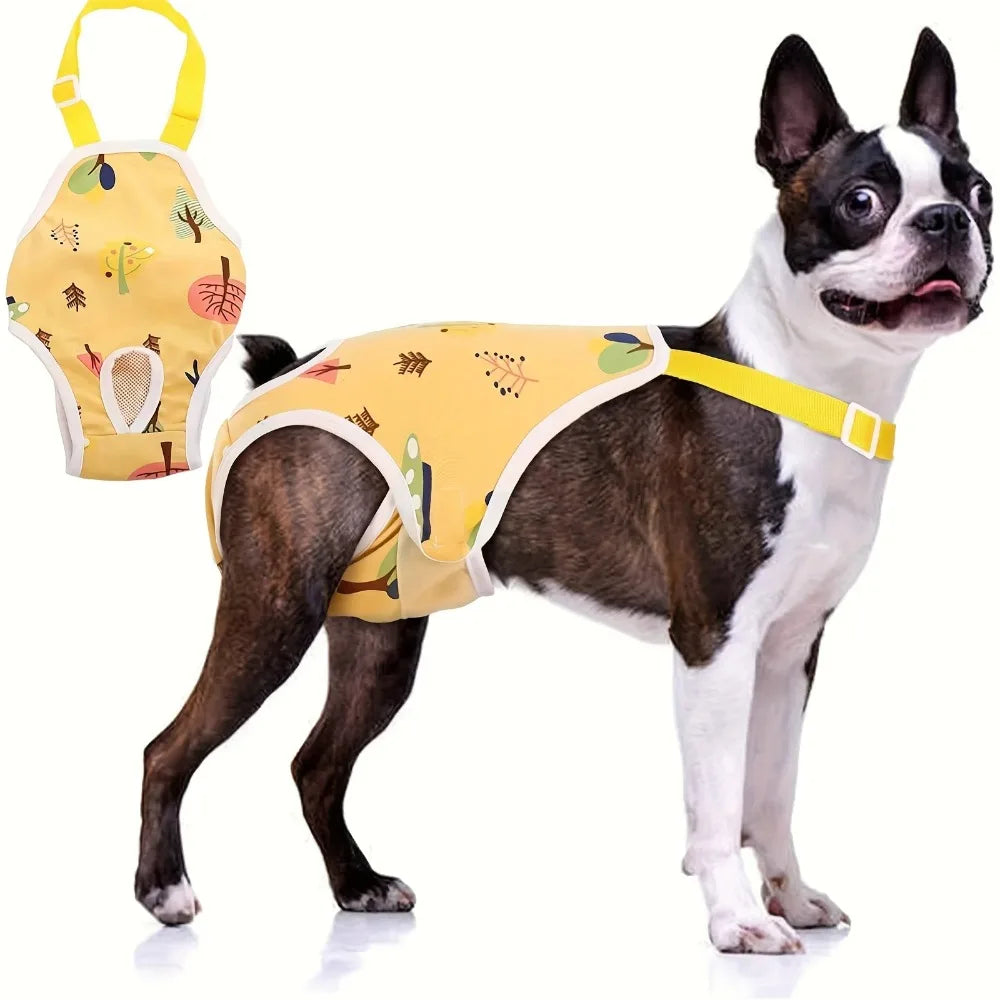 Reusable female dog diapers by I YAN with adjustable breathable mesh for heat periods and incontinence, featuring a secure buckle.
