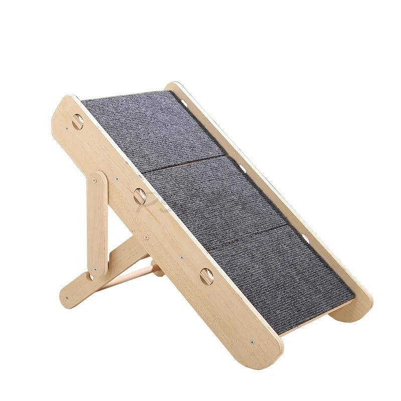 Adjustable and foldable dog staircase and pet ramp by I YAN, suitable for cats and dogs to help reach high surfaces.