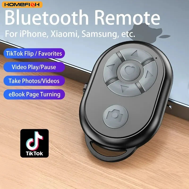 I YAN Bluetooth remote control for iPhone, Xiaomi, Android phones, used for selfies and camera control, compact and portable design.