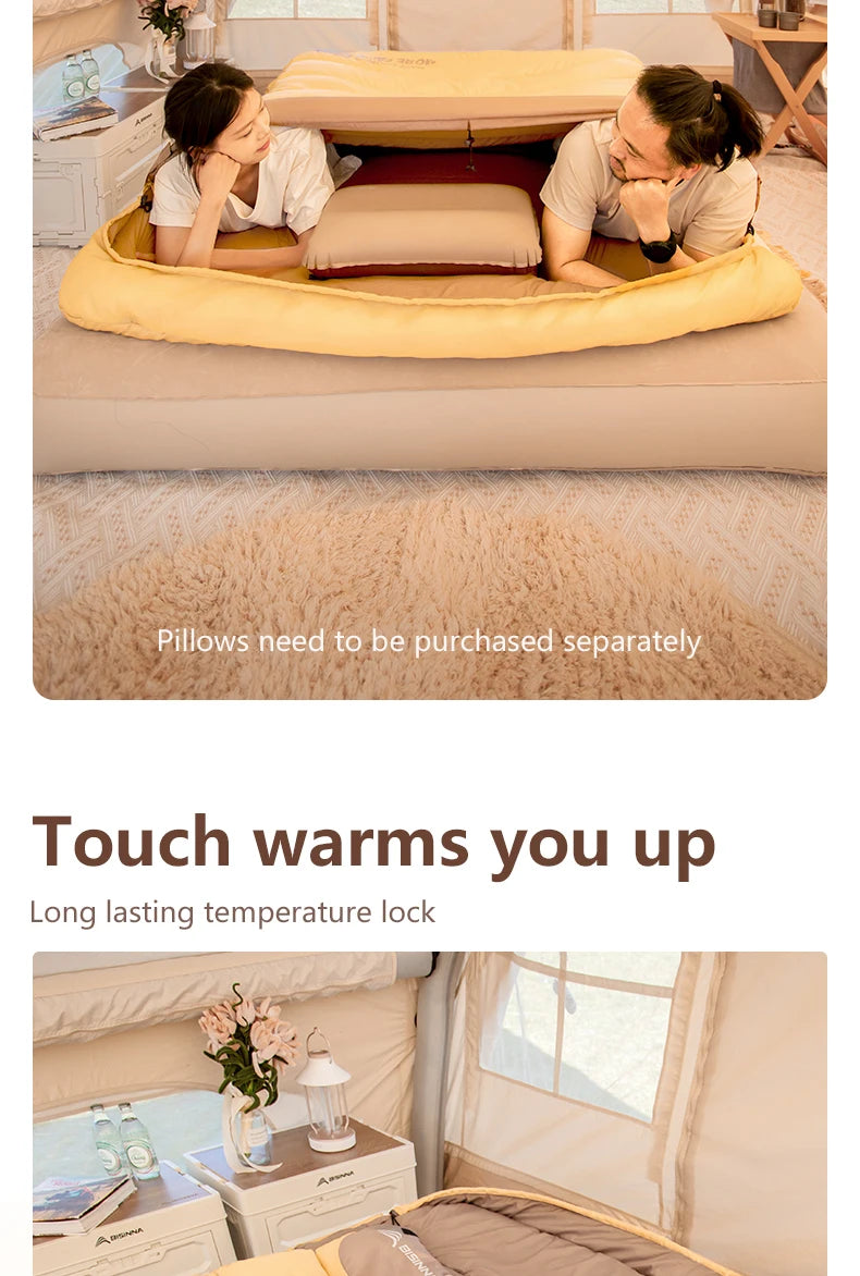 2 Person Camping Sleeping Bag Four Seasons Portable Winter Sleeping Bag for Outdoor Camp Travel Hiking