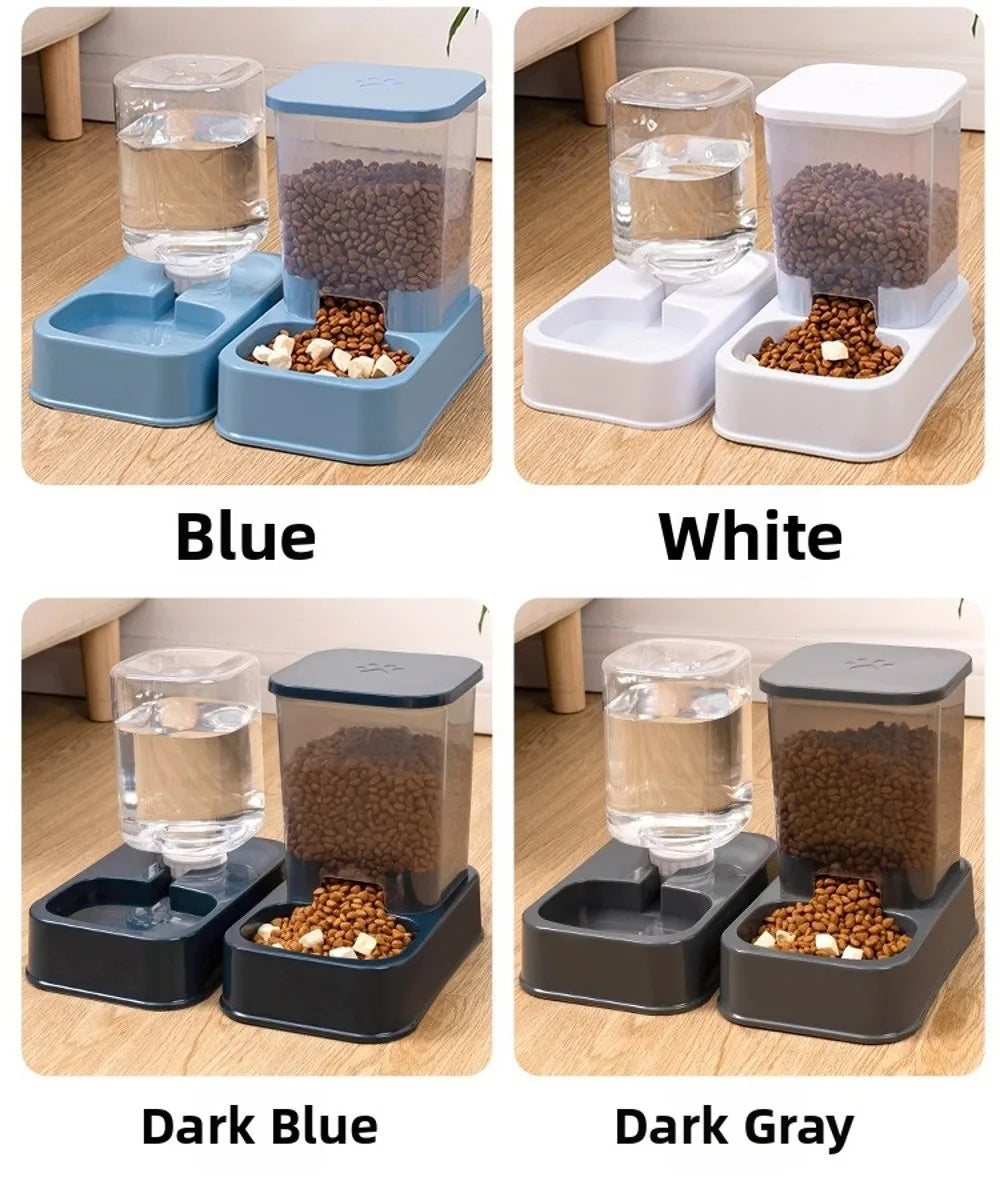 1.2L/1.5L Pet Automatic Feeder Plastic 2 Styles Cat Dog Water Dispenser Feeder Set Large Capacity 3 Colors