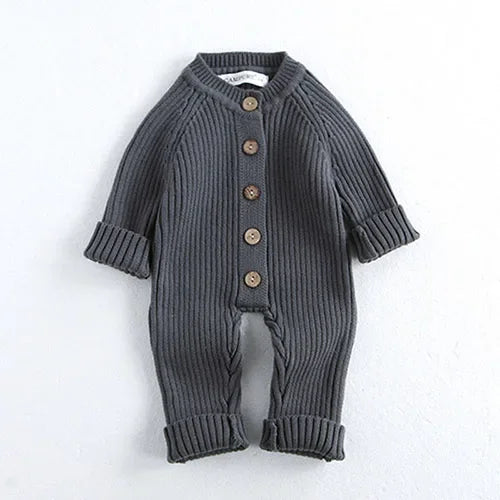 2026 New Spring 0-24M Toddler Baby Boys Girl Knitted Romper Long Sleeved Solid Color Hooded Infant Baby Knitted Jumpsuit
