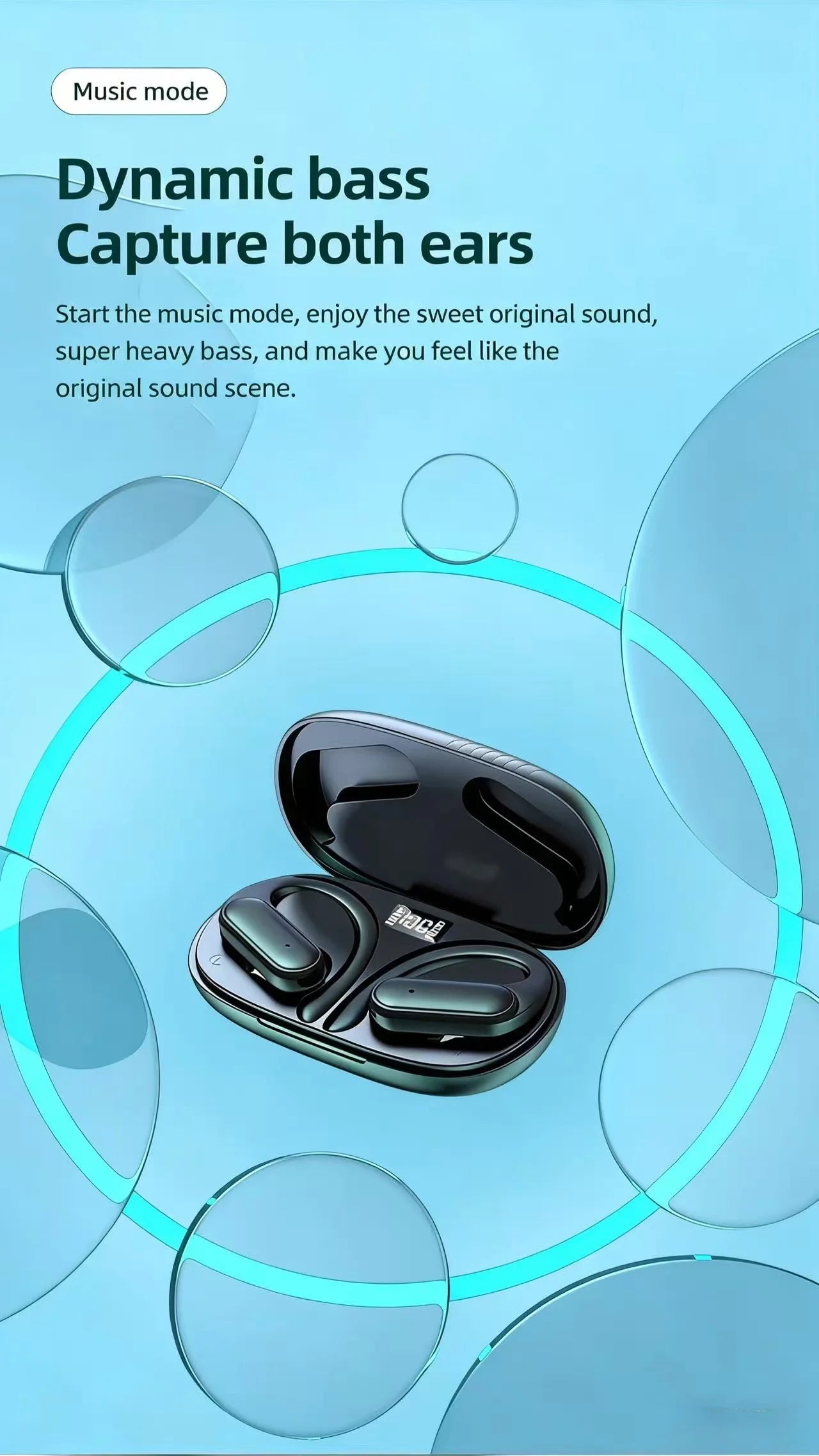 A520 Bluetooth Headset V5.3 Wireless Earphones Headphones With Microphone Headphones Sports Earbuds Anti-Sweat