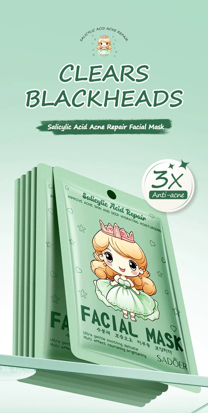 10pcs SADOER Hyaluronic Acid Collagen Face Mask Facial Skincare Moisturizing Hydrating Facial Masks Korean Skin Care Cosmetics