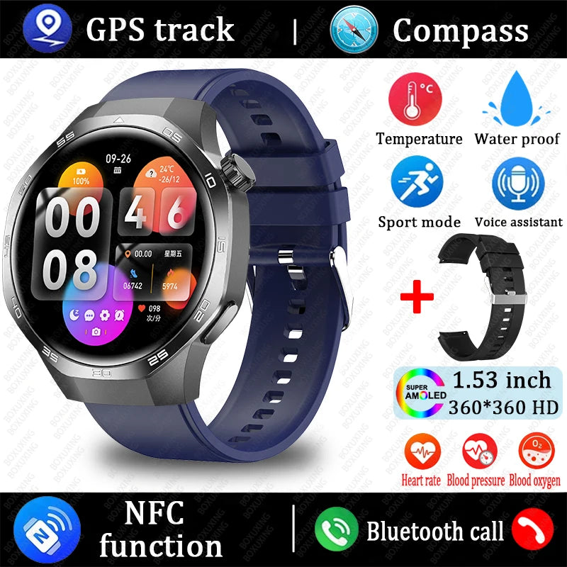 New GT5 Pro Smart Watch Men AMOLED HD Screen GPS NFC Heart Rate Bluetooth Call Watch 5 MAX IP68 Waterproof SmartWatch Man