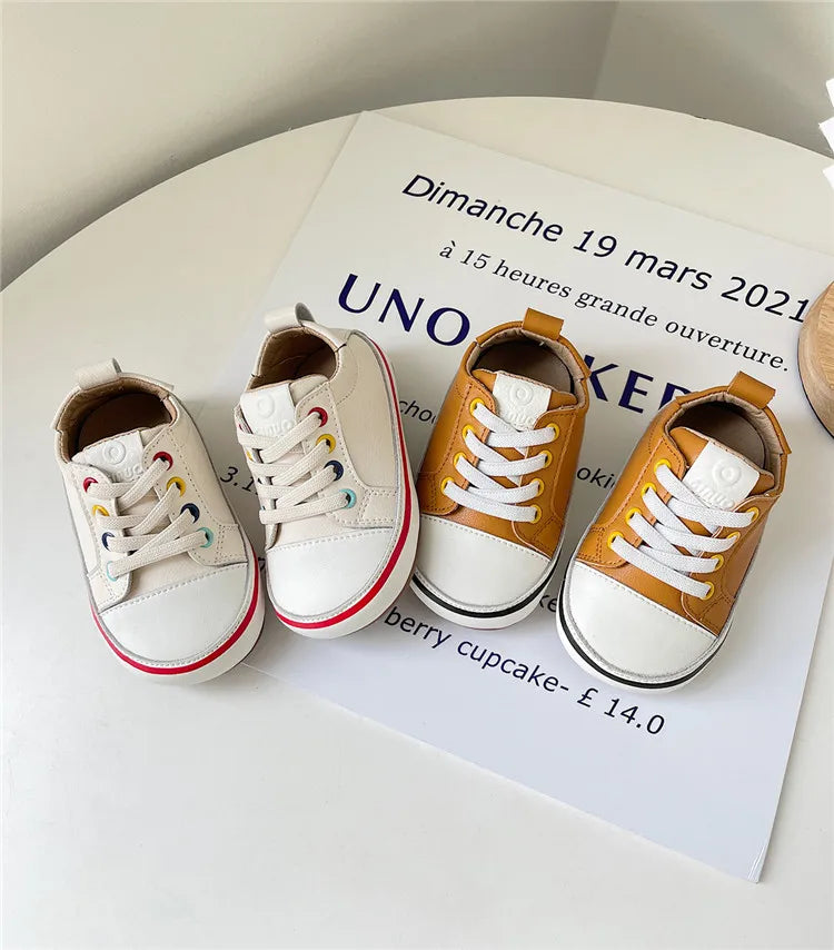 Spring/Autumn Baby Shoes Leather Toddler Boys Barefoot Shoe Soft Sole Girls Outdoor Tennis Fashion Little Kids Sneakers