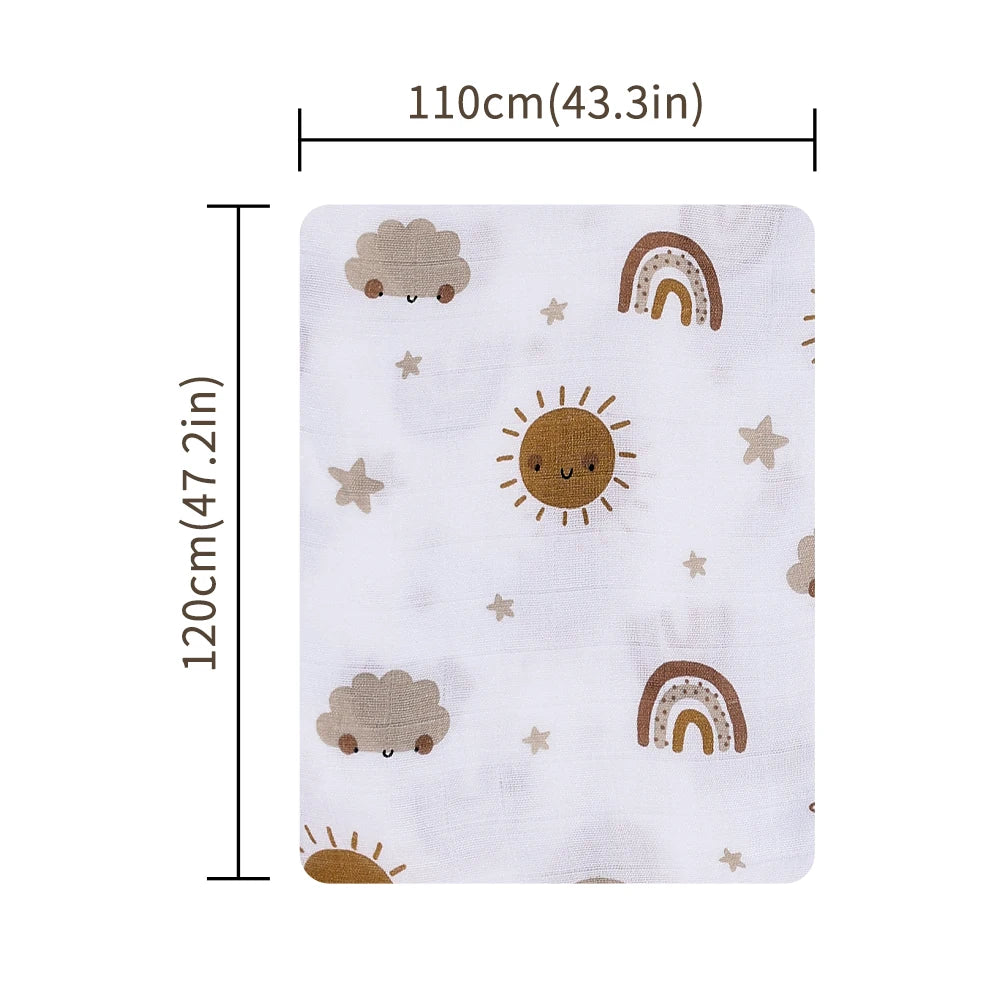 Elinfant Baby Muslin Swaddle Blanket 120x110cm Bamboo Cotton – SGS/CPSIA Certified Soft Print Wrap for Newborns - I YAN