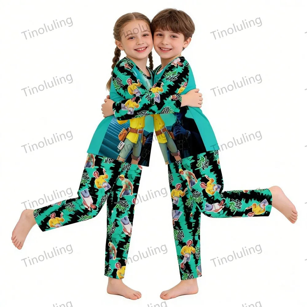 KPop Girls Pyjamas Suit Kids Pajamas Set Long Sleeve Girls Clothing 2pcs Children's Sleepwear Cartoon Boys Nightwear 3-14Y