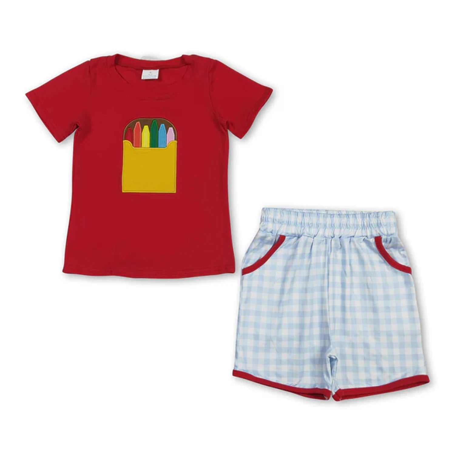 Toddler boy summer outfit set with printed short sleeve T-shirt and elastic waist shorts from I YAN, perfect for warm weather.