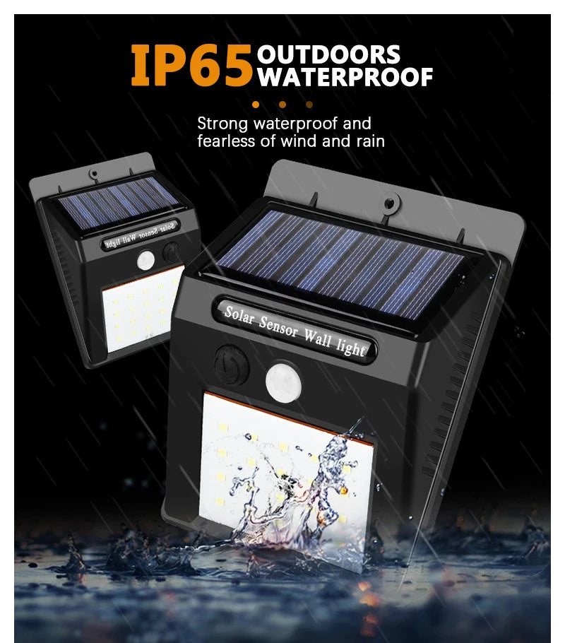 Modern LED Solar Wall Lamp Outdoor PIR Motion Sensors Waterproof Light Courtyard Decoration Lightsporch Garden Fence Path Lights