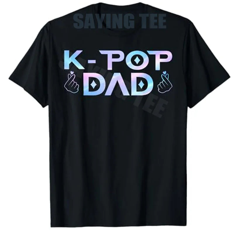 Unisex K-Pop Dad and Mom funny birthday matching T-shirt by I YAN, featuring playful graphic design for celebration.