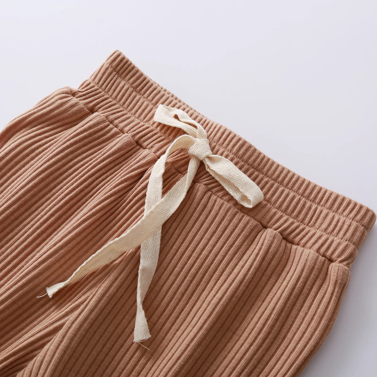 Baby boy and girl spring autumn ribbed and plaid long sleeve bodysuits with elastic pants, I YAN 2-piece clothing set.