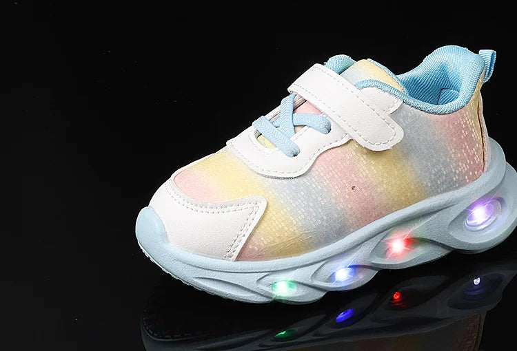 Kpop Demon Hunter Kids LED Light Casual Shoes Boys Cute Cartoon Glowing Sneakers Children Soft Bottom Anti Slip Sports Shoes