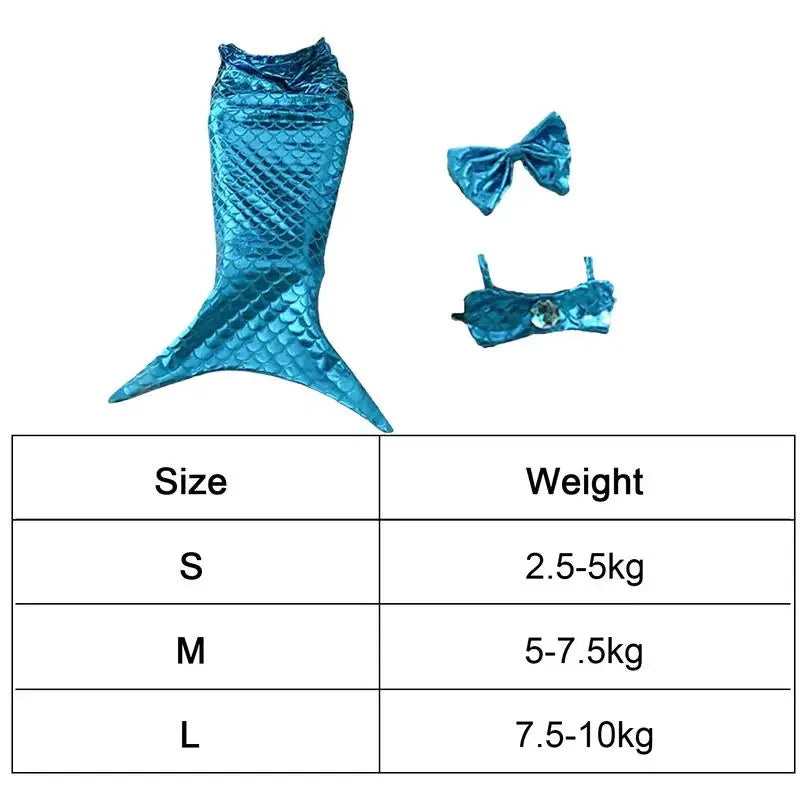 I YAN cat mermaid tail costume with shiny sequin fishtail for Halloween, soft and comfortable pet dress-up outfit for cats.