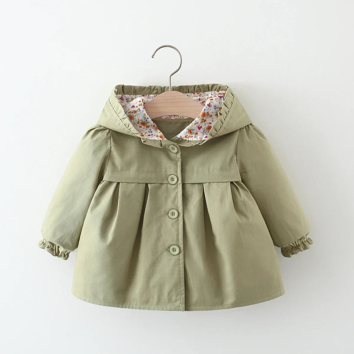 Newborn Baby Girl Clothes Spring And Autumn Solid Color Baby Girl Coat Simple Girl'S Windbreaker