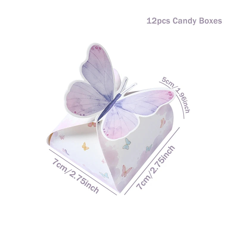 Butterfly Birthday Party Decoration Kids Girls Butterfly Party Disposable Tableware Paper Cup Plate Birthday Baby Shower Party - I YAN