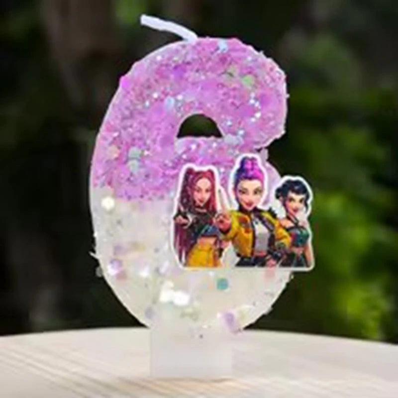 Hot Cute Girl Group Hunter's Digital Candle Numbers 0-9 Kids Birthday Cake Decoration Cartoon Party Supplies Accessory
