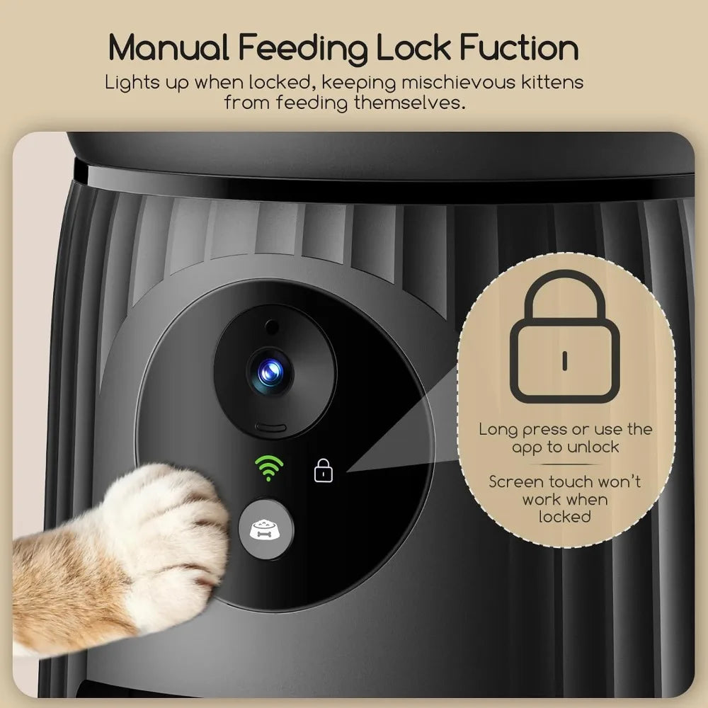 Automatic Cat Feeder with 1080P HD Camera, 5G WiFi Pet Feeder with APP Control, 2-Way Audio, Blockage Sensor for Cats or Small Dogs, 4L