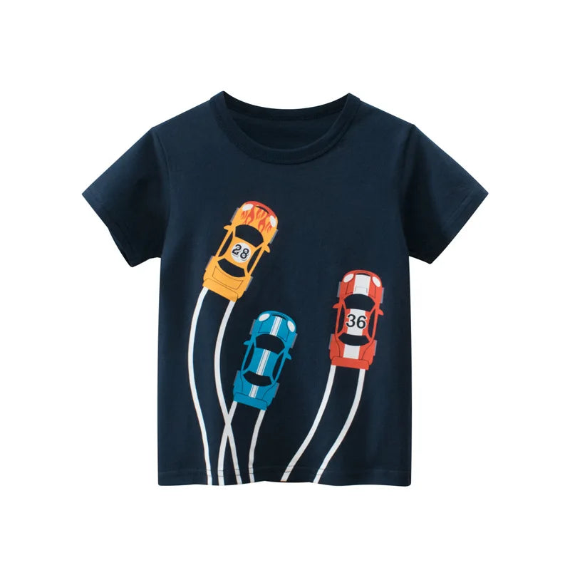 Children's short sleeve T-shirt by I YAN, Korean version cotton kids' summer cartoon top for boys aged 2-9 years.