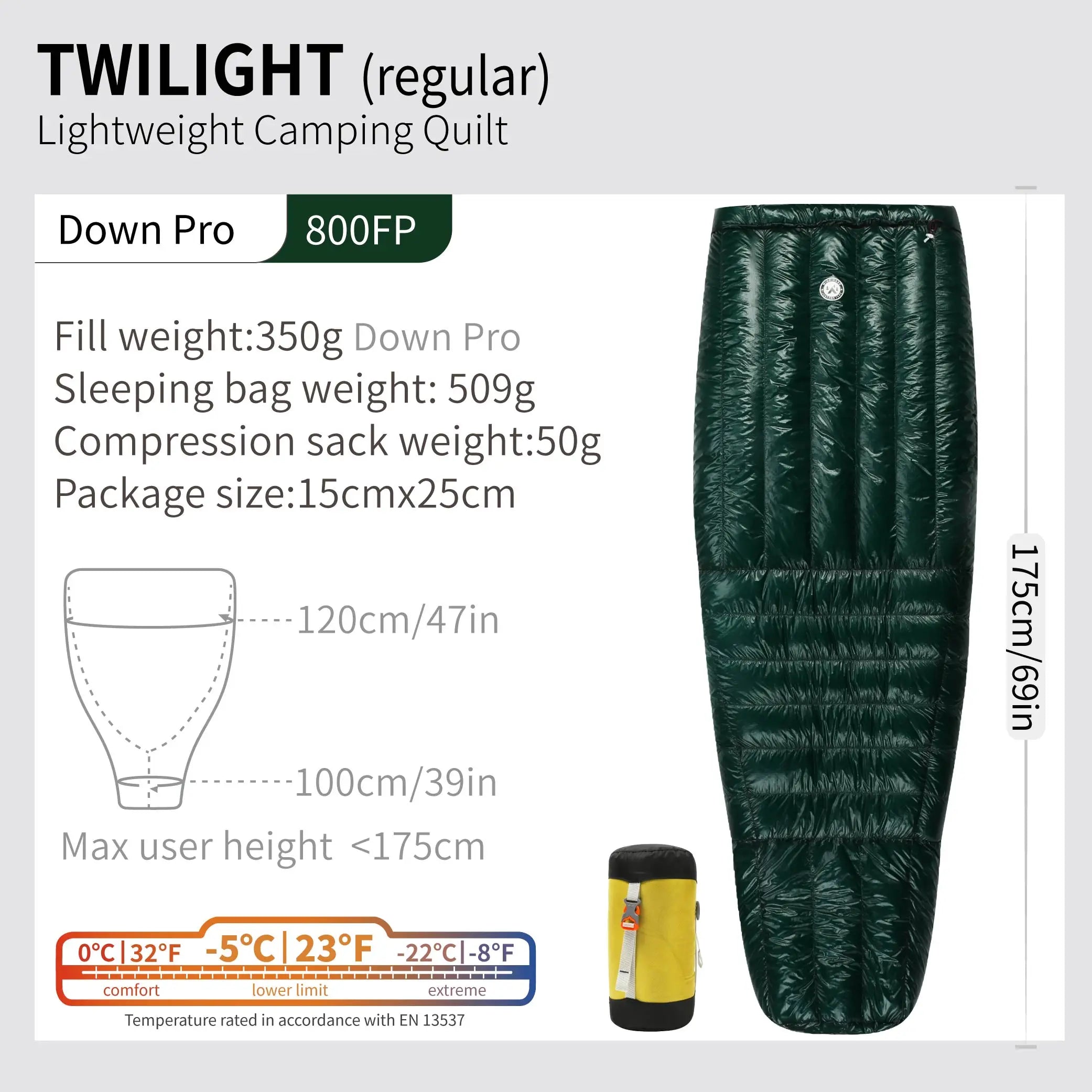 Wind Hard Twilight 10D -5 Degree 800FP Down Sleeping Bag Ultralight Camping Quilt Sleeping Bag Winter Hiking Equipment