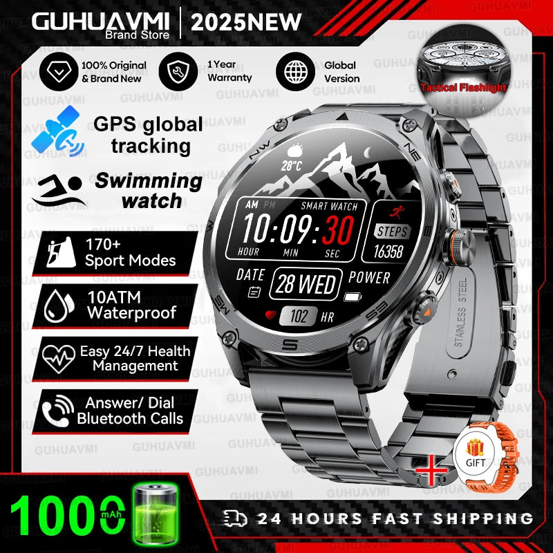 2025 NEW T-REX3 Built-in Dual-band GPS Sports Smart Watches 1000 mAh Battery Compass Outdoor RIDE Run 10ATM Waterproof Bracelet