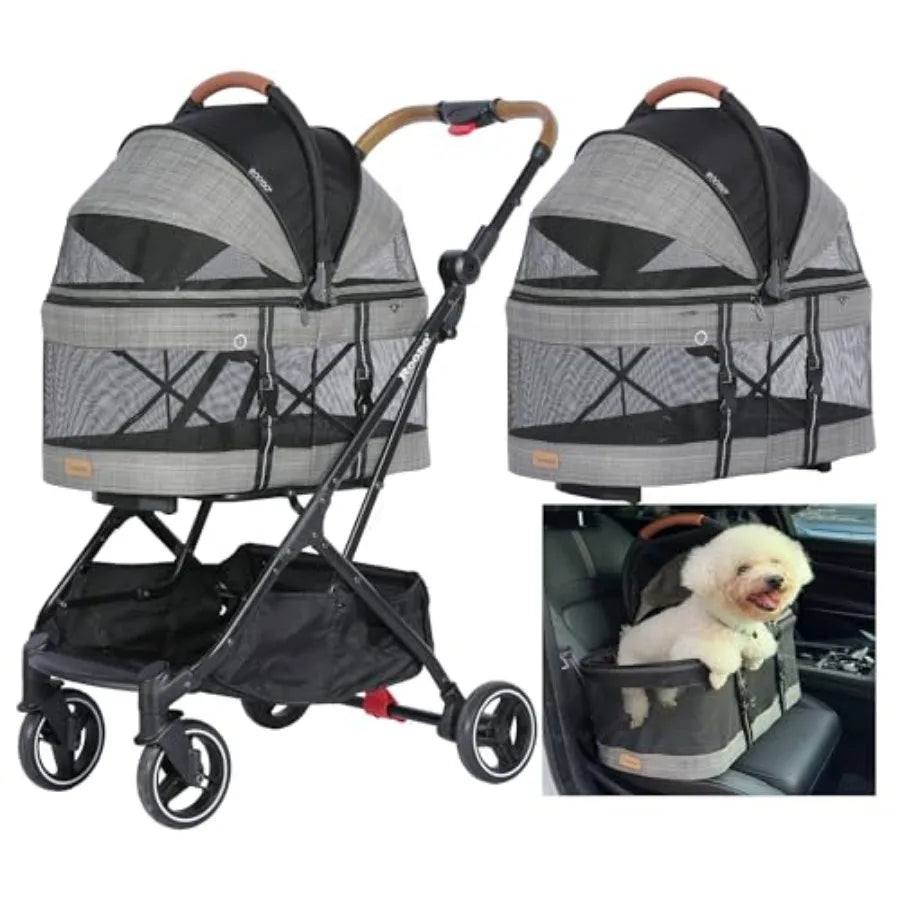 ROODO 2026 Upgraded Version 3-in-1 Dog Cat Stroller with Detachable Carrier Folding Lightweight Portable Travel Pet Gear All-Te