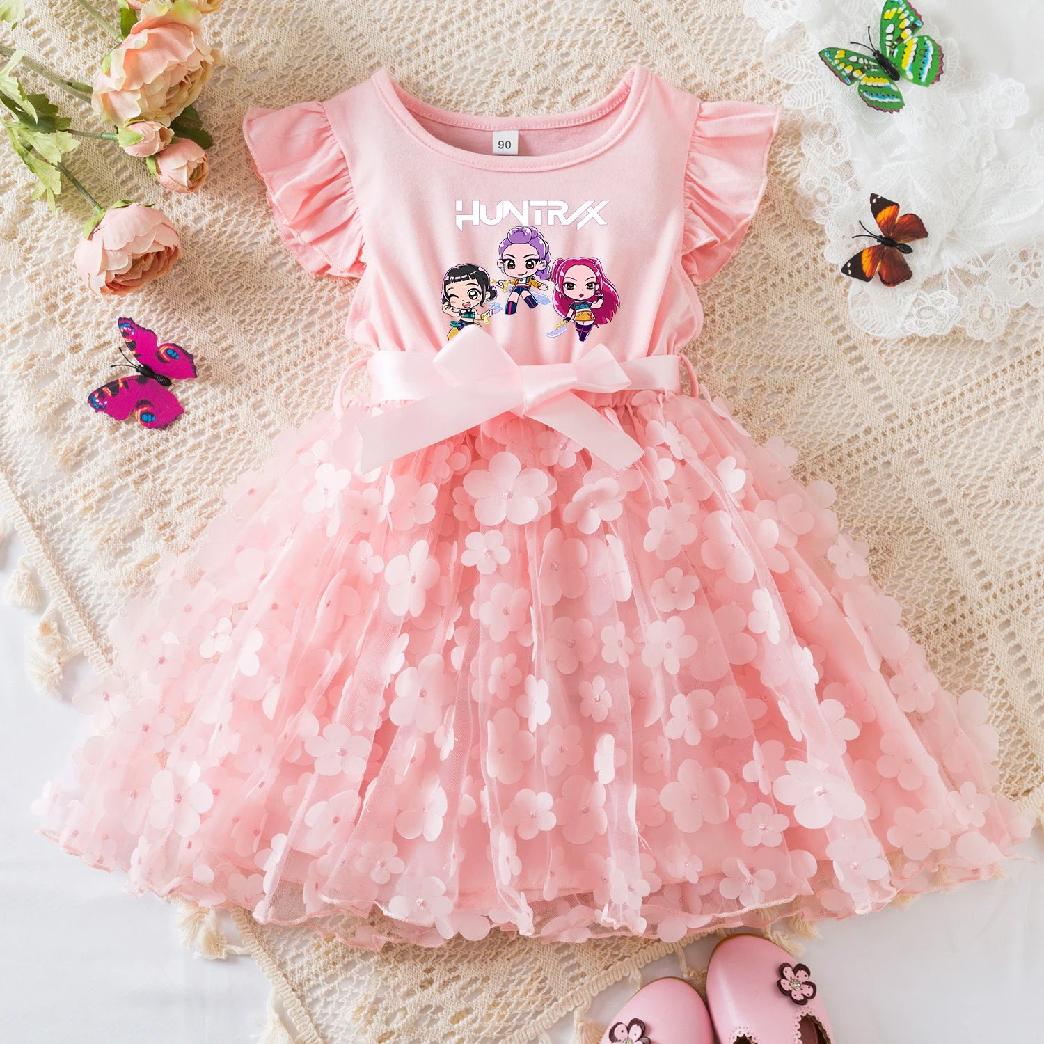 K-Pop Hunters Zoey Mira Rumi Summer Dress for Girls 2-6Y Bow Tutu Butterfly Kid's Princess Dress Elegant Wedding Party Dress