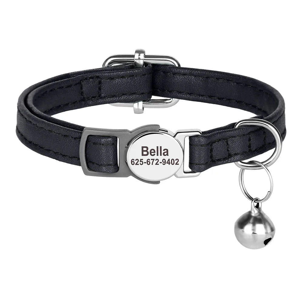 Cute Breakaway Personalized Kitten Cat Collar & Bell Safety Buckle Quick Release Custom Engraved Name ID Tag