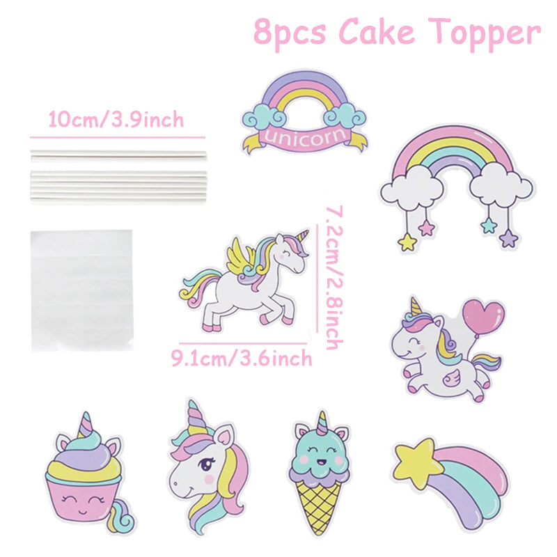 Unicorn Party Disposable Tableware Plates Napkin Rainbow Unicorn Birthday Party Decor Kids Birthday Party Supplies Baby Shower