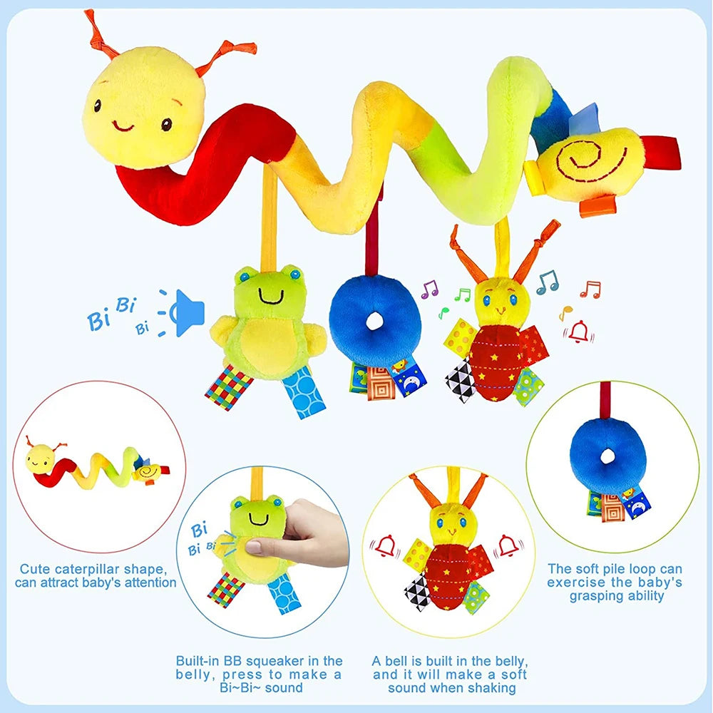 Cute Activity Musical Spiral Crib Stroller Car Seat Travel Hanging Toys Baby Boys Girls Rattles Toy - I YAN