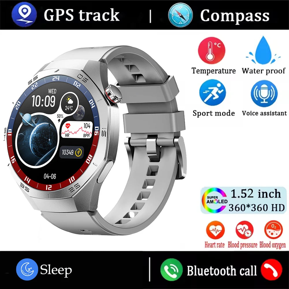 Android and ios Smart Watch Men AMOLED Screen GPS Motion trajectory Heart Rate Bluetooth Calls SmartWatch Waterproof