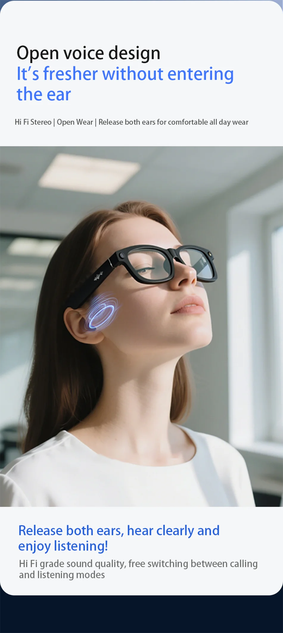 【World premiere】Blackview BV100 AI Shooting glasses 2K HD 800W Pixels camera Bluetooth Call Voice Assistant Smart Glasses