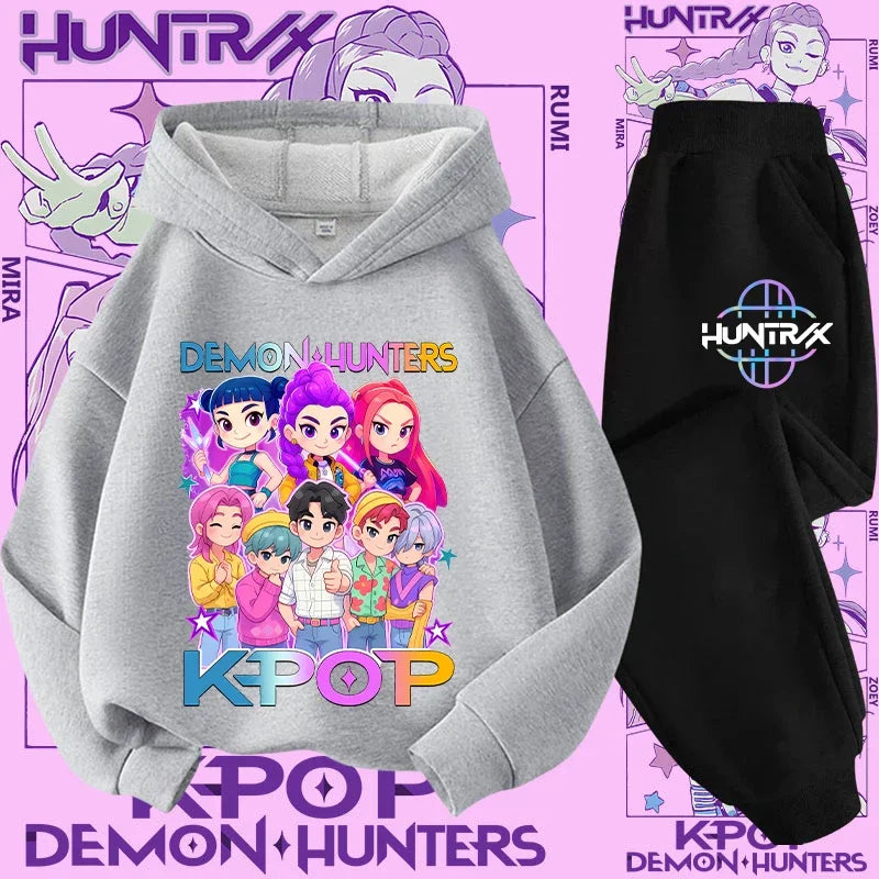 K-Pop Devil Hunter Kids Tracksuit Set – Soft Breathable Hoodie & Pants Girls & Boys Ages 4-13 - I YAN