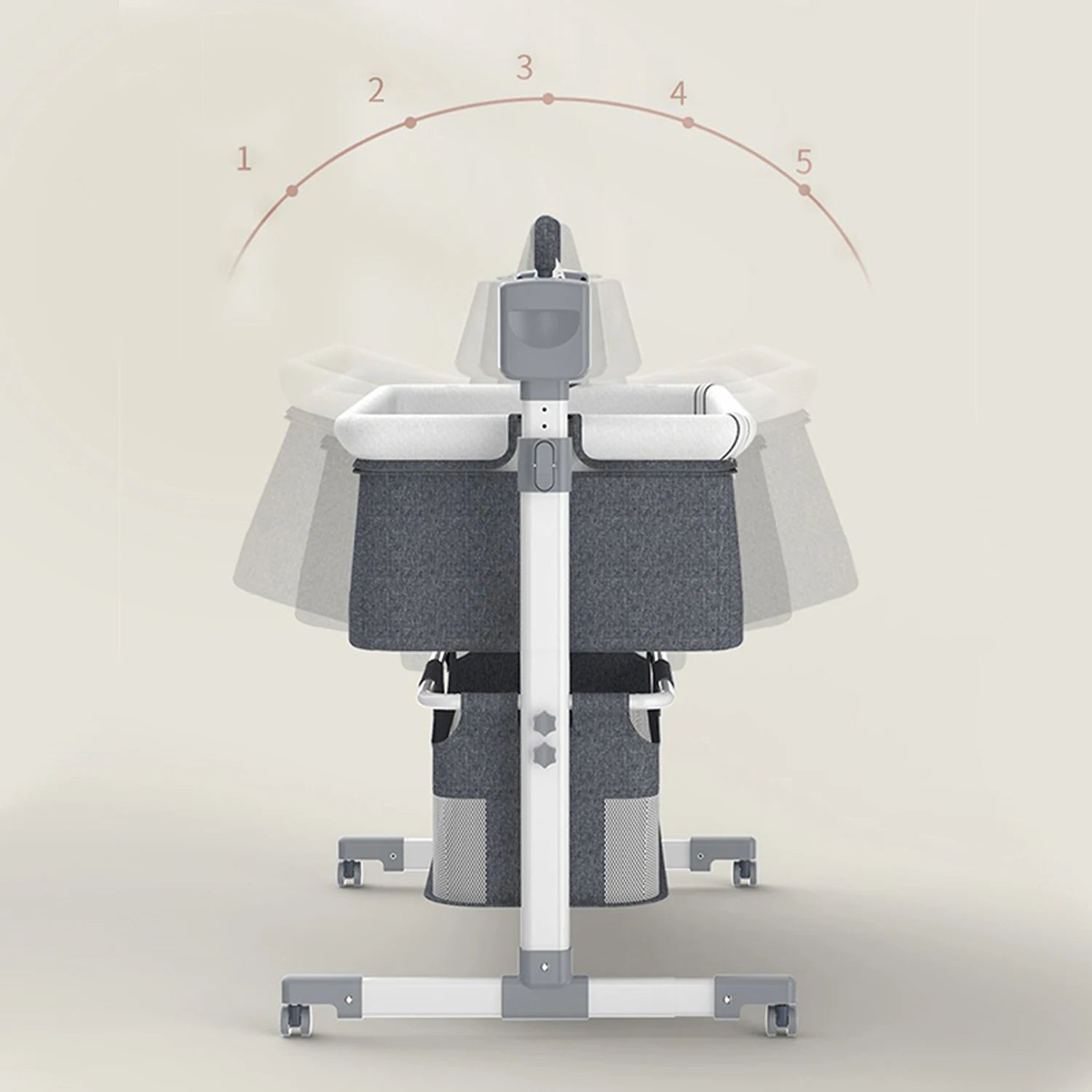 I YAN baby bassinet with electric rocking, remote control, foldable design, ideal for newborns and travel co-sleeping.