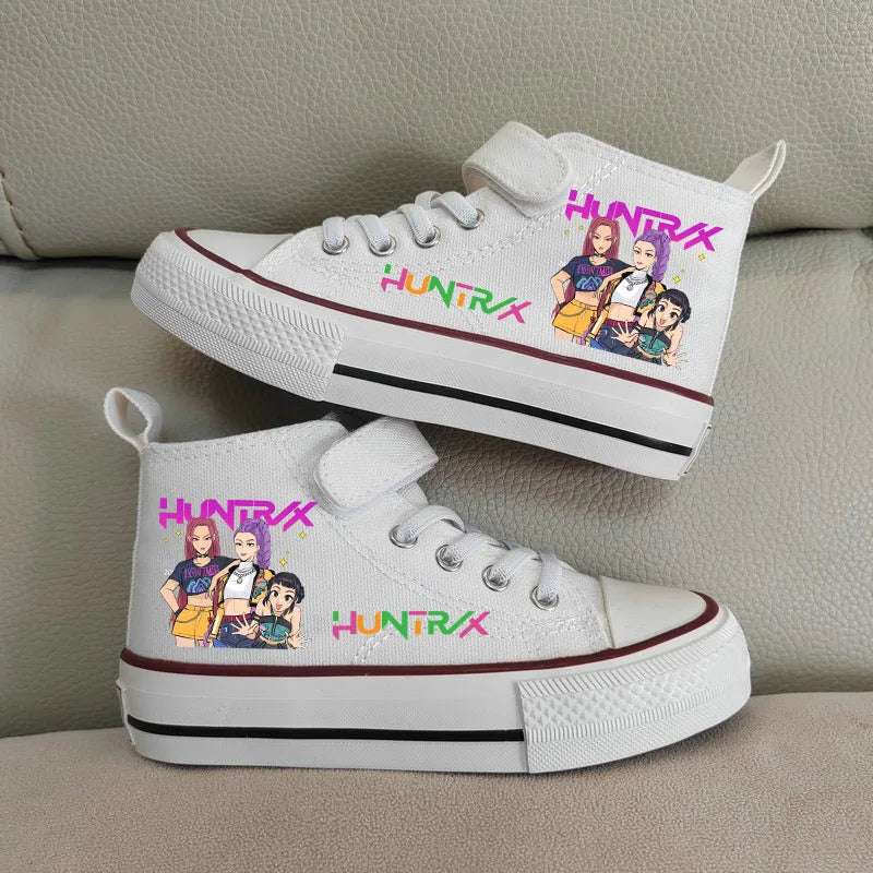 Children Casual Sneakers Girls' High-Top Canvas Shoes KPop Demon Hunters New Student Running Kids basket Shoes Rumi Tennis Shoes