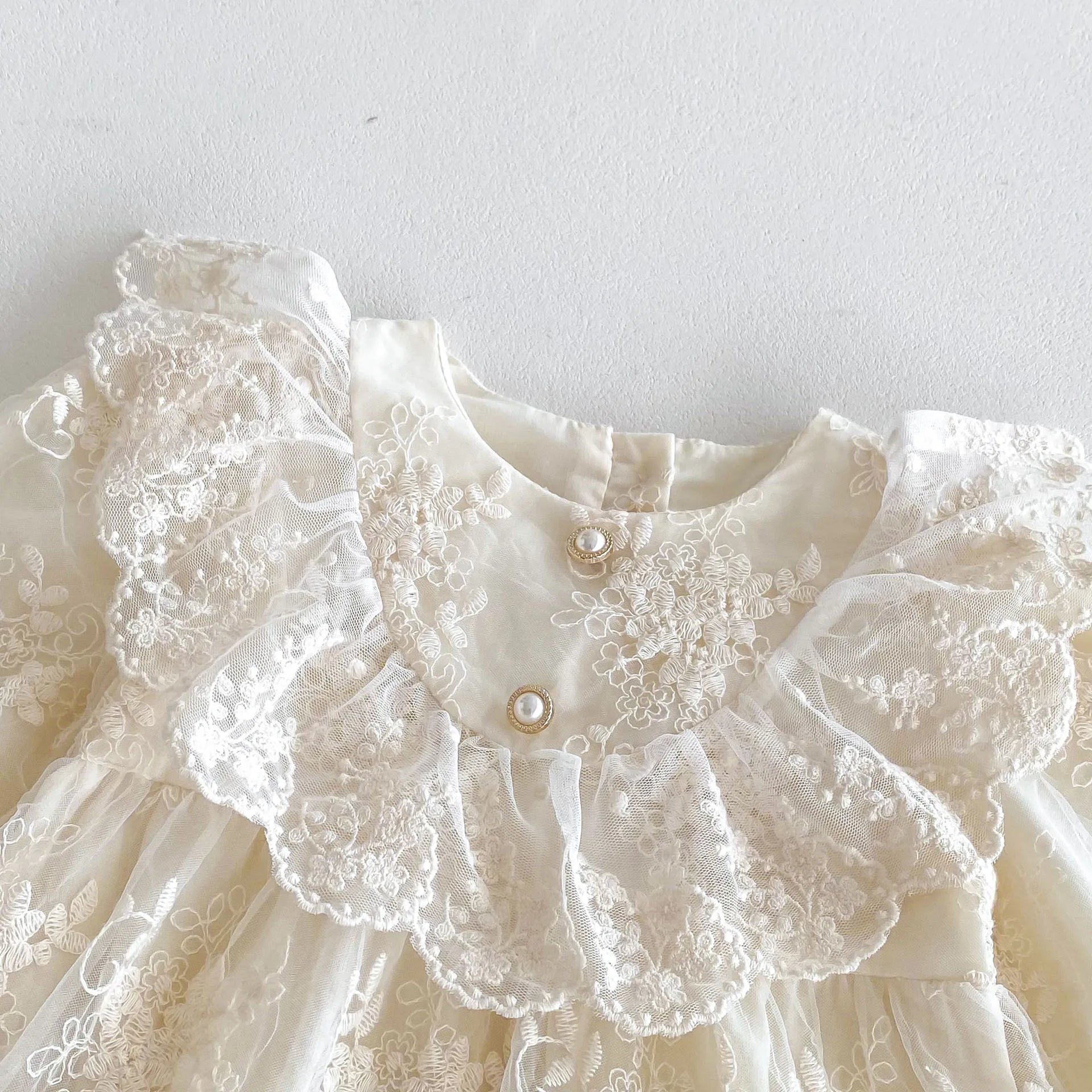 2026 Spring New Baby Girls Bodysuit Toddler Girl Princess Dress Infant Lace Embroiery Onesies Newborn Girls Clothing