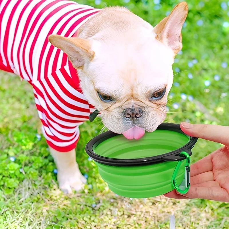 Portable I YAN pet food bowl made of durable TPR and silicone, collapsible for travel and outdoor use for cats and dogs.