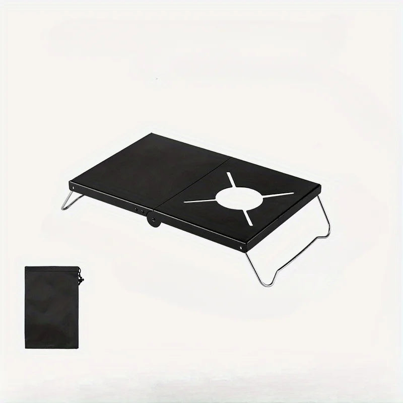 Outdoor Folding Small Table Portable Picnic Mini Table Thickened Steel Plate Spider Stove Insulated Table Camping Equipment