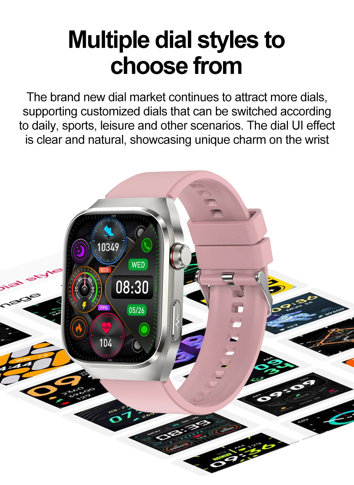 I YAN Micro physical examination smartwatch for men showing digital display with health monitoring features and Bluetooth call function.