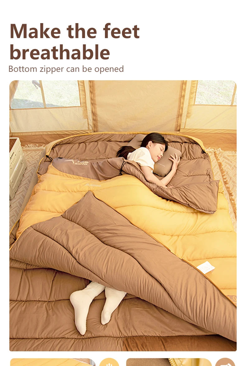 2 Person Camping Sleeping Bag Four Seasons Portable Winter Sleeping Bag for Outdoor Camp Travel Hiking