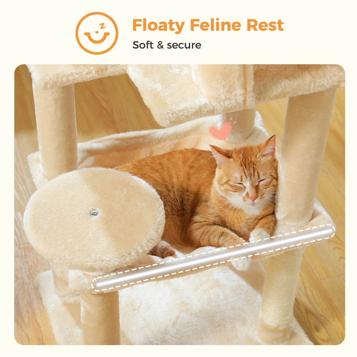 I YAN 5-level cat tree with top perch, soft condo, sisal scratching post, hammock, pompom, and anti-tip kit for cats.