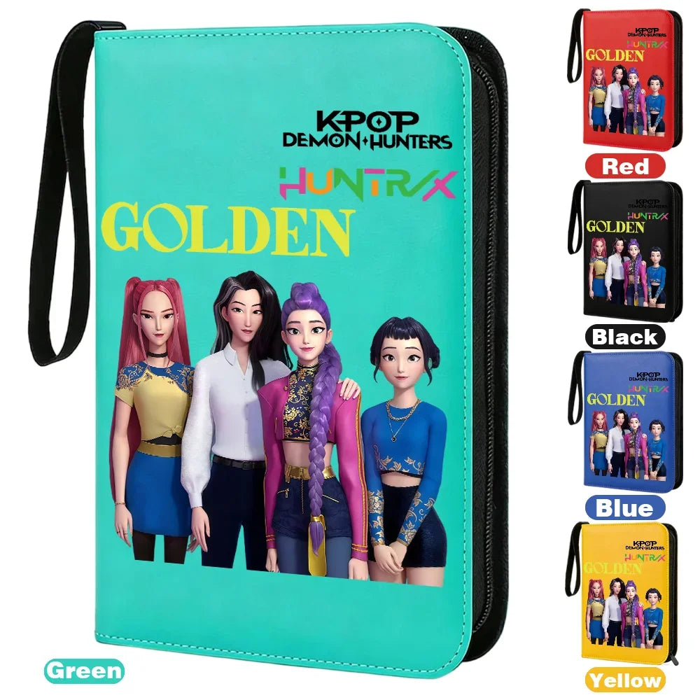 I YAN Demon Hunters card album binder with 400 pockets, PU zipper holder for collectible cards and stationery storage.