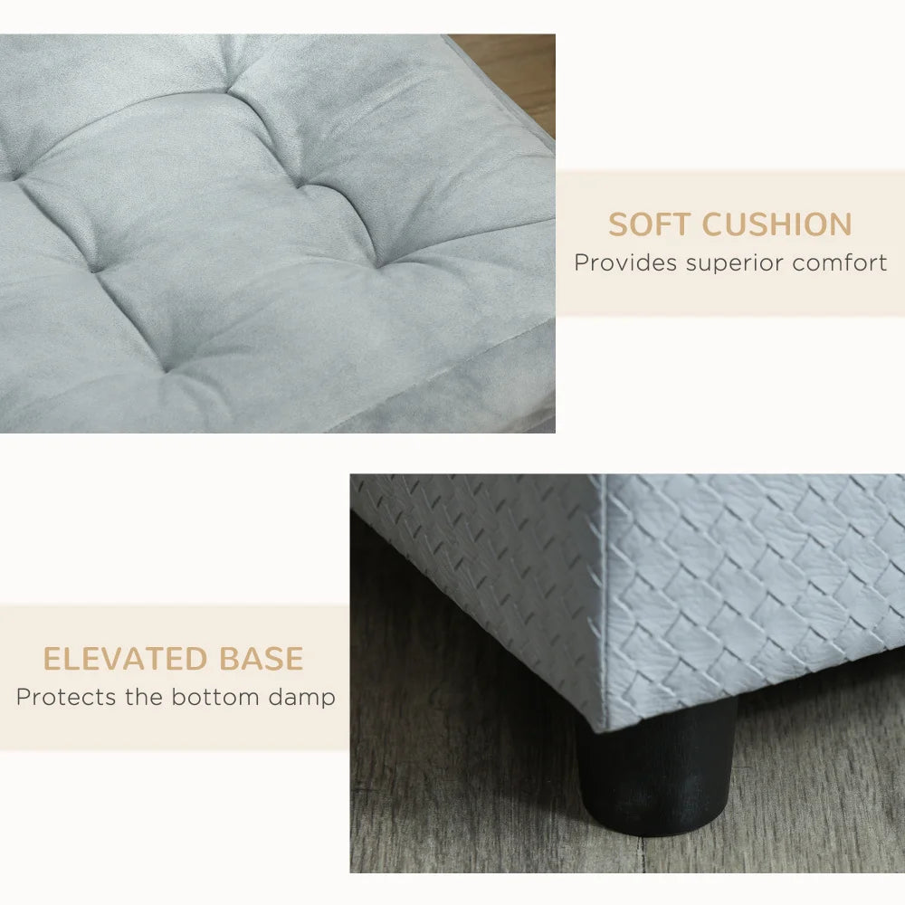 Gray PawHut luxury dog bed for small breeds with hidden storage, soft foam cushion, modern sofa design for puppies and little dogs.
