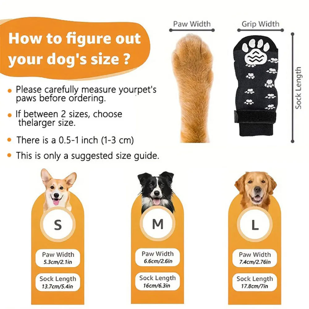 Set of four I YAN anti-slip dog socks with strong grip paw protectors for preventing licking and scratching on paws.