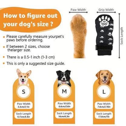 Set of four I YAN anti-slip dog socks with strong grip paw protectors for preventing licking and scratching on paws.