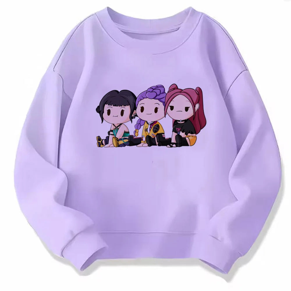 Movie Fans Gift Hoodie Girls Kids Huntrix Kpop Demon Hunters Children's Sweatshirt Cute Tiger Harajuku Hoody for Boys Girls