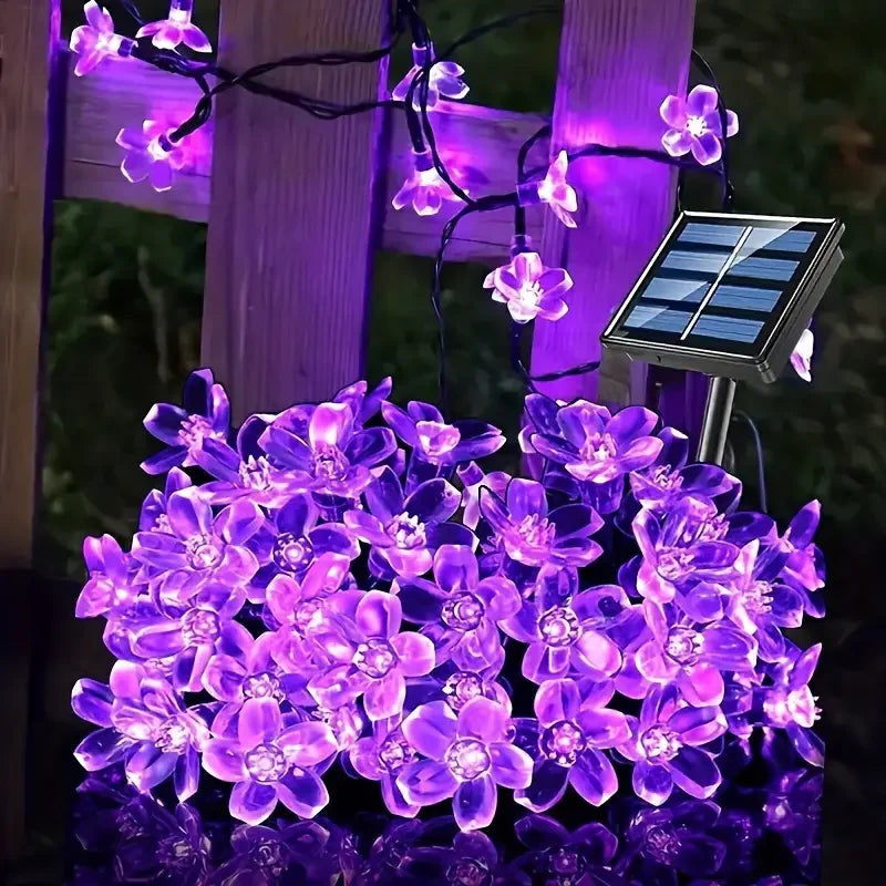 Solar PURPLE/BLUE/WARM/COLOR Cherry Blossom Garden Blossom Lights Garlands String Lights Solar Outdoor Waterproof Christma Deco
