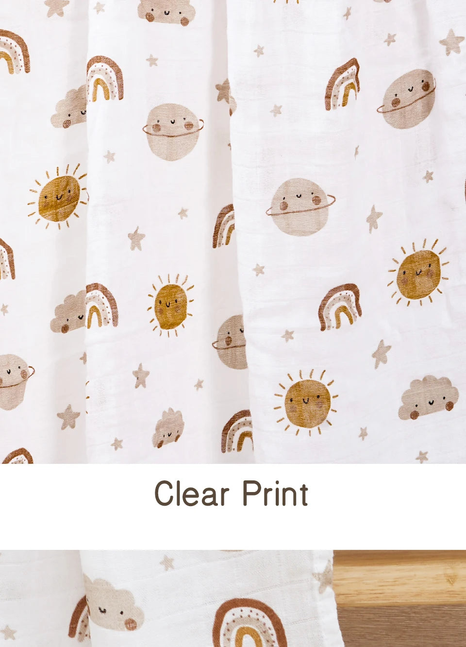 Elinfant Baby Muslin Swaddle Blanket 120x110cm Bamboo Cotton – SGS/CPSIA Certified Soft Print Wrap for Newborns - I YAN