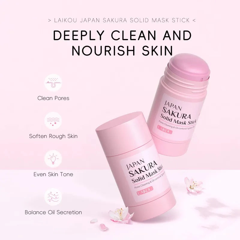 Sakura Cleansing Face Mask Stick 40g– Pore Cleaner, Blackhead Removal, Oil Control, and Skin Moisturizer